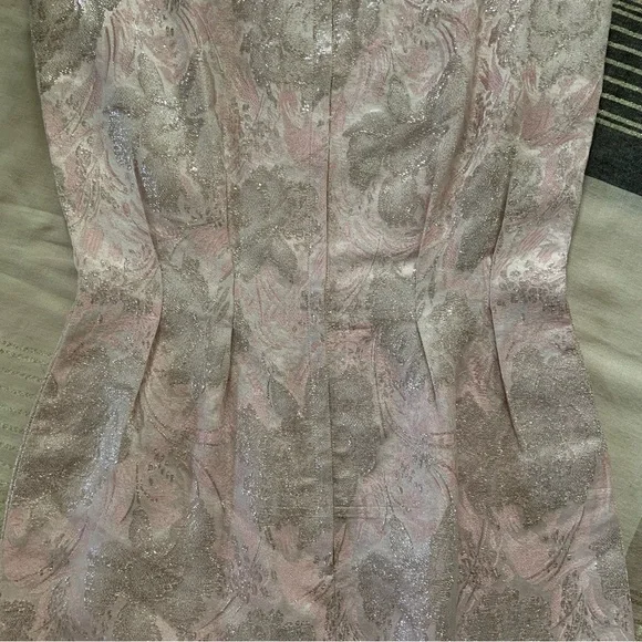 Vintage 1950s-1960s Metallic Floral Sleeveless Cocktail Dress - Picture 9 of 12